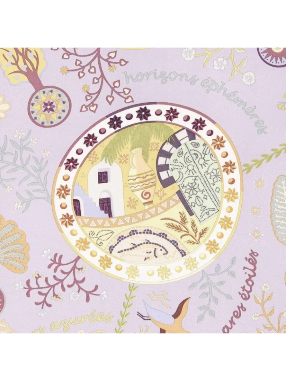 Hermes Scarf Lilac Green Yellow Silk